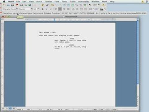 A short demo of Writing Screenplays script software