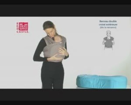 Echarpe portage bébé double croisé poche extérieure