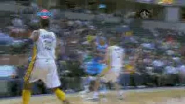 NBA Carmelo Anthony throws a wonderful pass to Nene, who fin