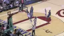 NBA Daniel Gibson feeds Shaq for the big dunk.