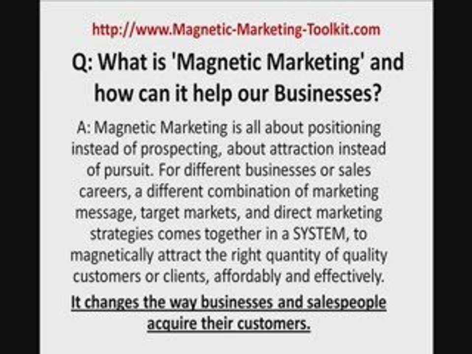 Marketing tip from Magnetic Marketing