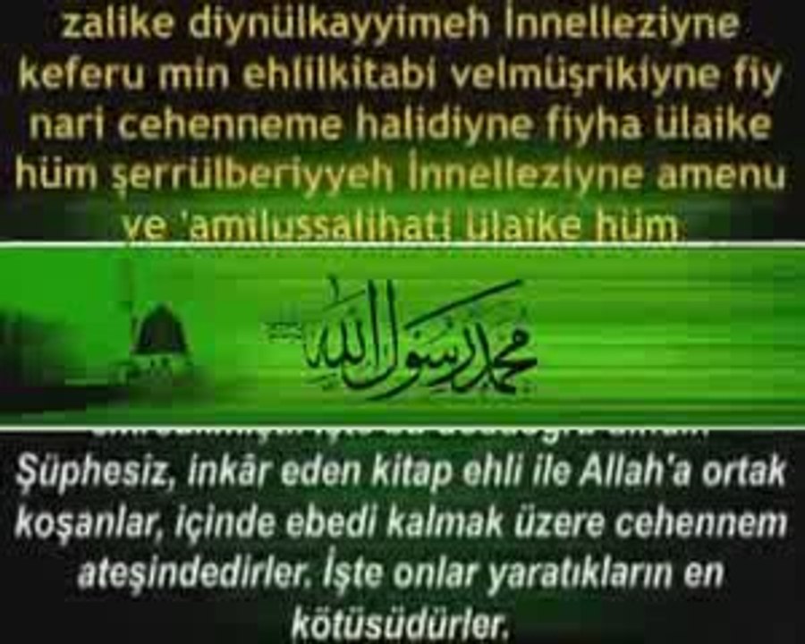 Beyyine Suresi - Evladi Resul  Kabe imamiTürkçe ( Meali )