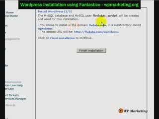 Worpress Installation using Fantastico