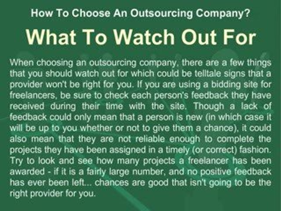 How To Choose An Outsourcing Company