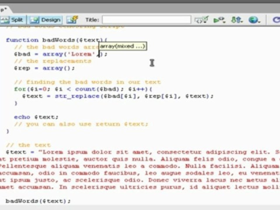 PHP Bad Words Censoring Tutorial