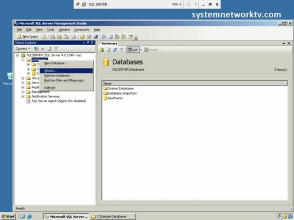 Attach Database on SQL2005
