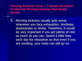 Morning Sickness Cures –  5 Simple Remedies