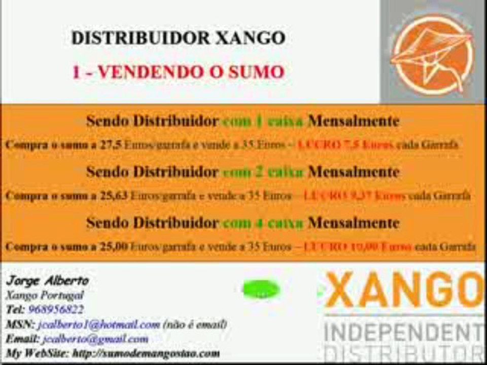 Venda directa do sumo de Mangostão da Xango