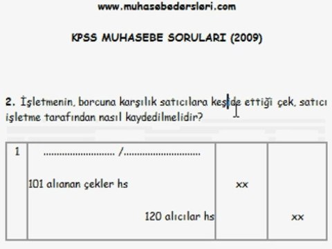Muhasebe dersleri | 2009 kpss muhasebe soru 2