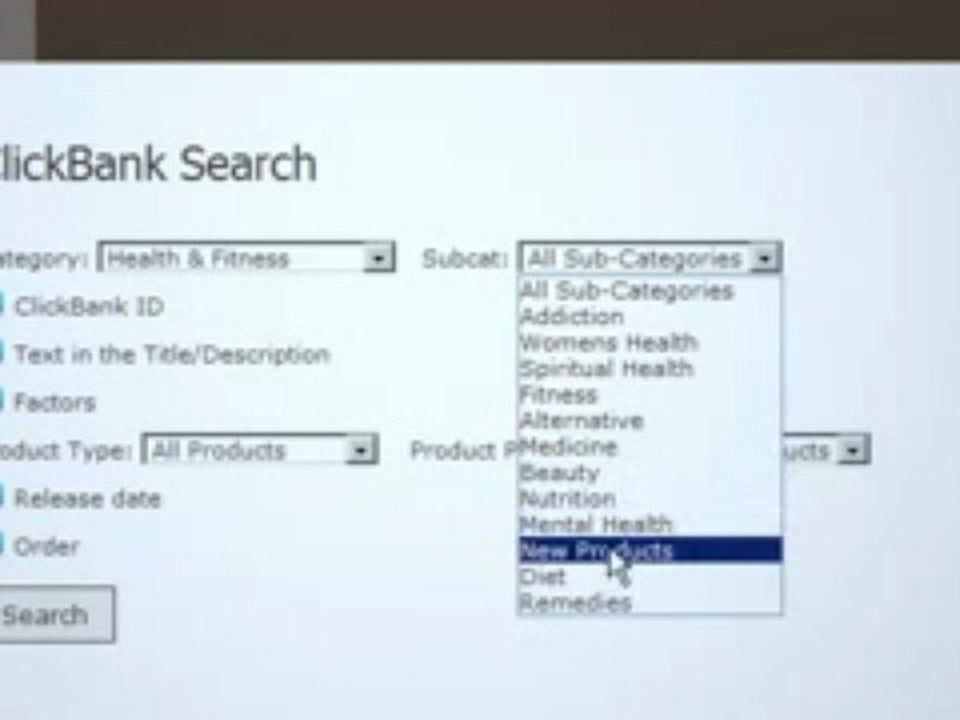 How to Specify Category for Clickbank Search