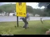 biker gets owned by sign