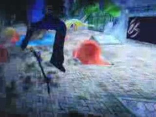 Skateboarding dog plays video game