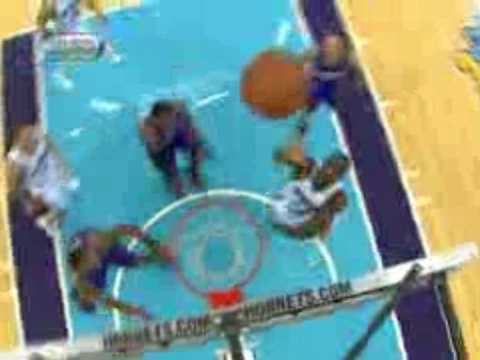 NBA Emeka Okafor slams this three-point miss down hard.