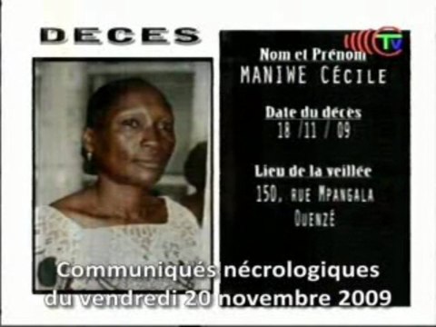 Communiqués nécrologiques du 20-11-2009