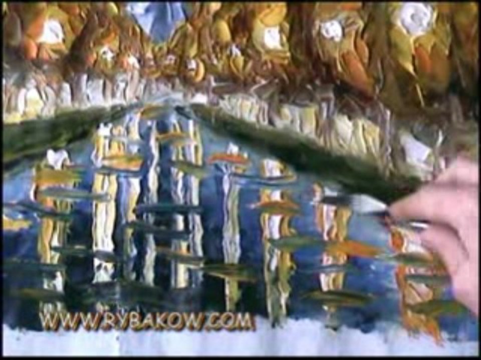 Художник Рыбаков: процесс написания картины мастихином.