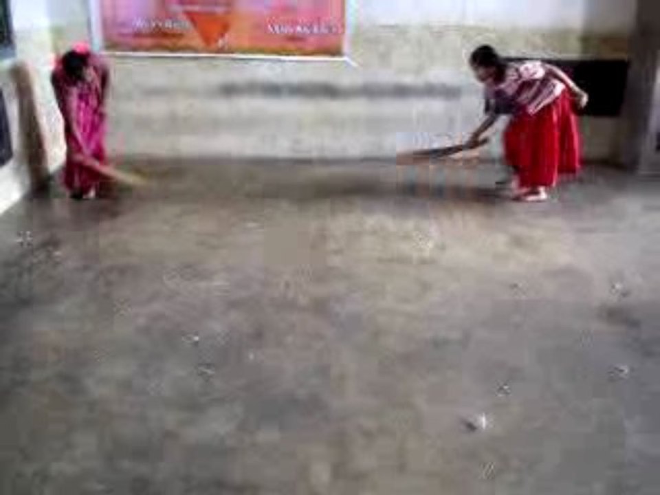 Children r sweeping rooms