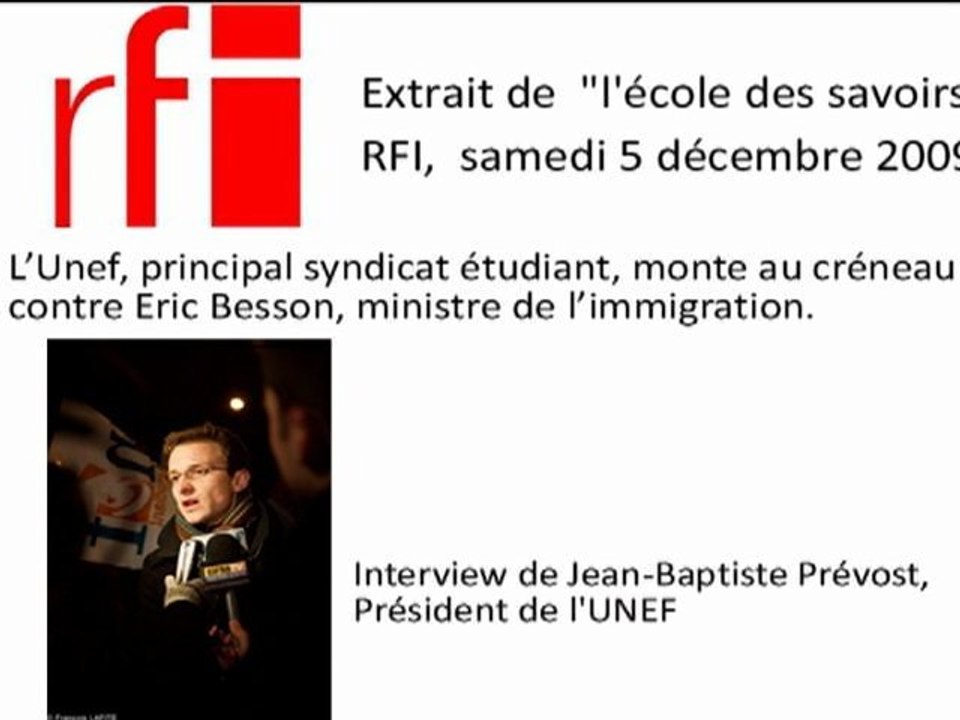 Etudiants sans-papiers: interview de J-B Prévost (UNEF)