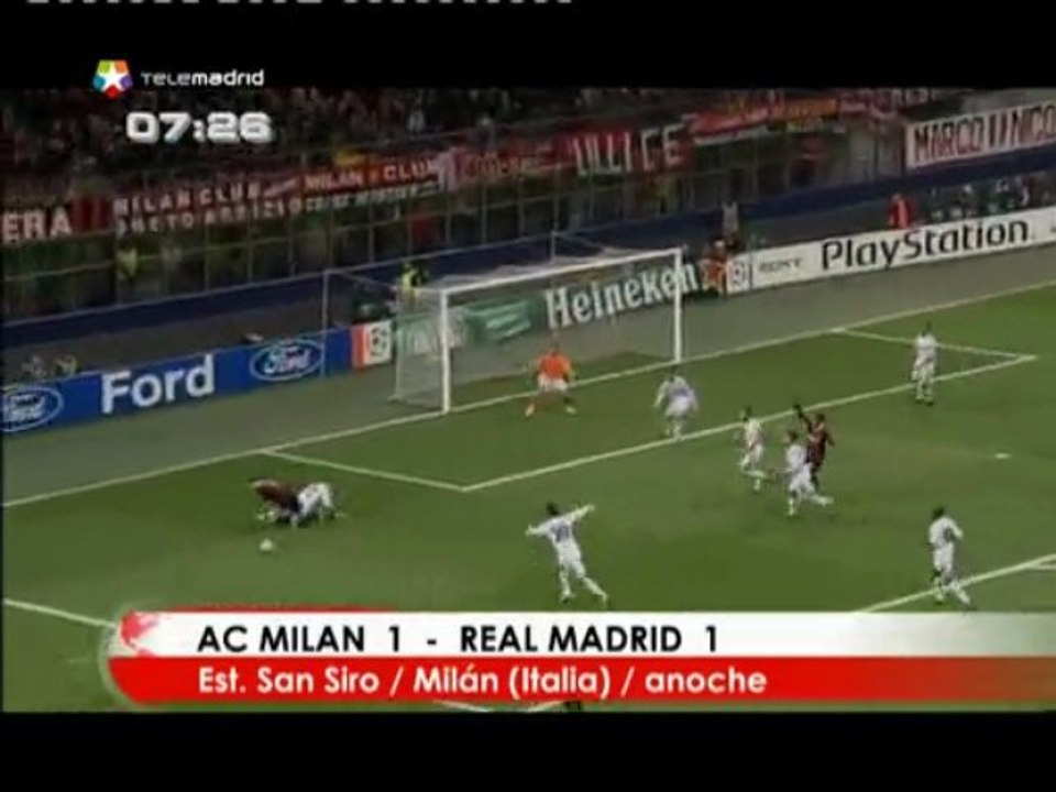AC Milan vs Real Madrid 1-1 Benzema Pirlo Champions league