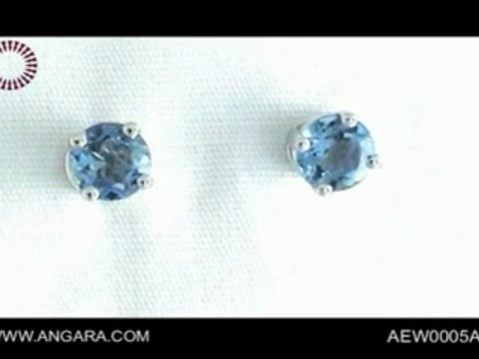 Aquamarine Studs in 14k White Gold (6 mm)