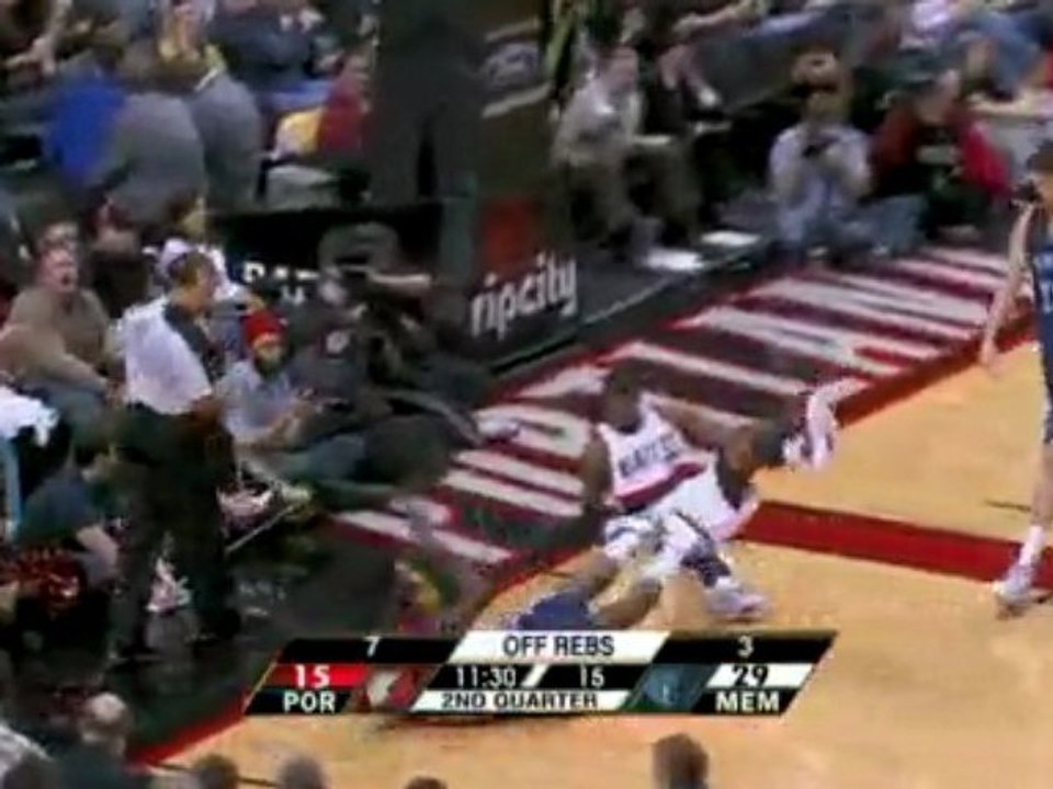 NBA Hasheem Thabeet BLOCK LaMarcus Aldridge in the paint.