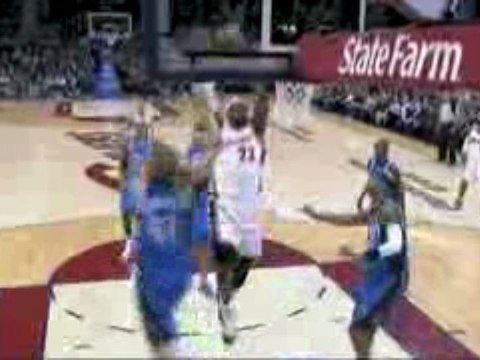 NBA LeBron James flies right through the lane for the dunk o