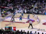 NBA Shaquille O'Neal hits Jamario Moon cutting through the l