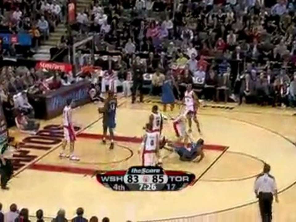 NBA Gilbert Arenas gets to the lane and gets the hoop and th