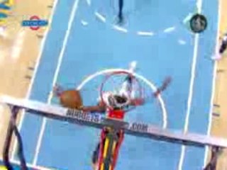 NBA Nene stays with the play and gets the block on the break