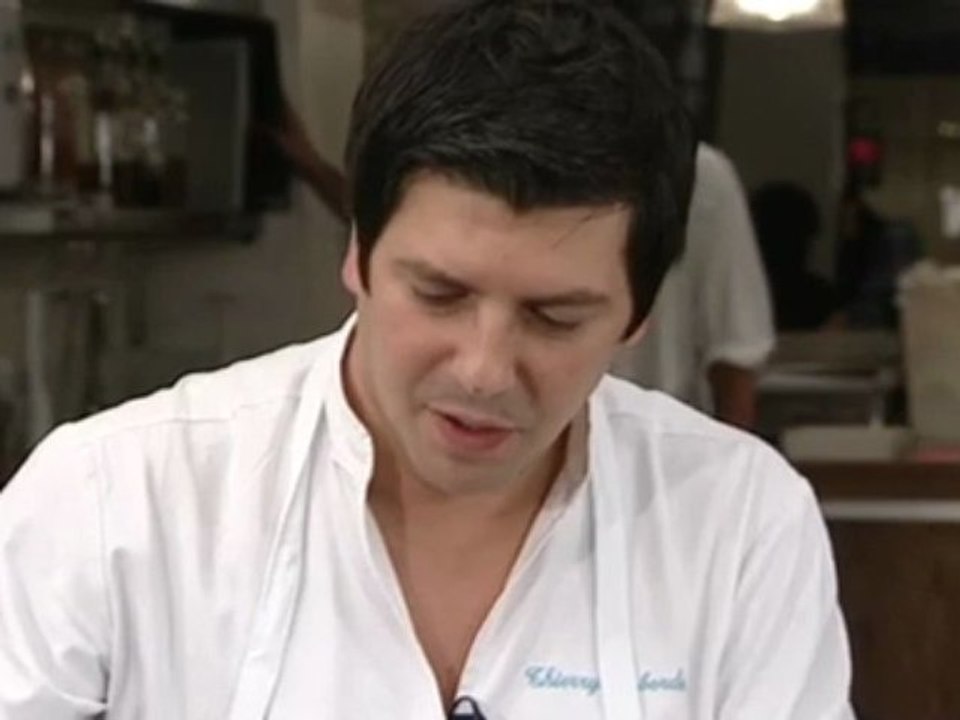 Poached pear with orange and vanilla ice cream