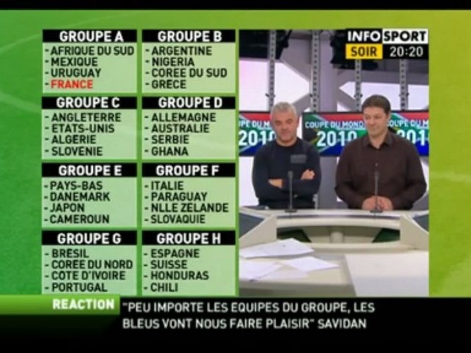 REACTION SUR L'EQUIPE D'ALGERIE WORLD CUP 2010 ™ INFOSPORT