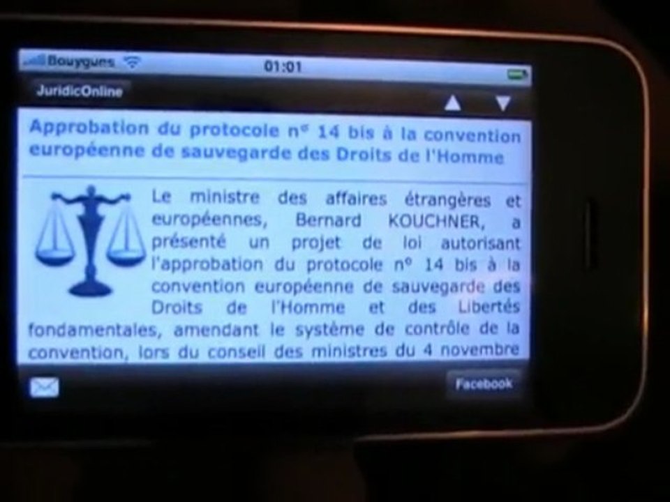 Application iPhone de JuridicOnline