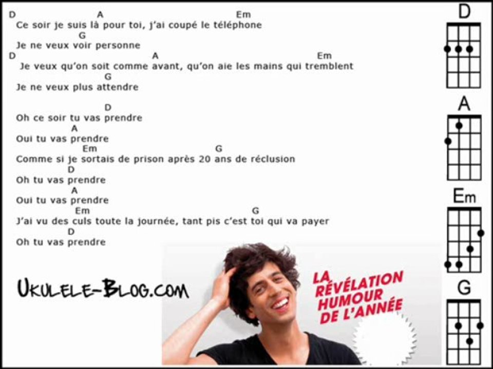 Max Boublil - Ce soir tu vas prendre Ukulélé + Tablature