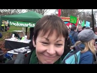 Caroline Lucas chats to me at The Wave rally