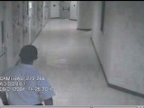 Prisoners get caught on prison video surveillance camera.