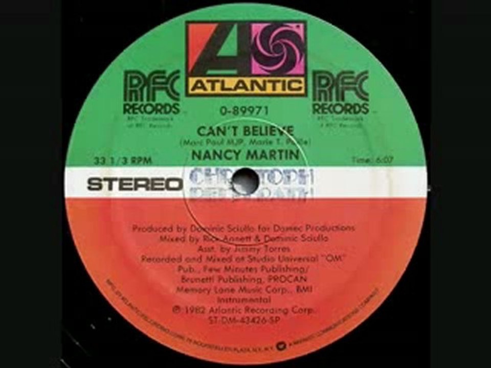 80s soul funk disco music - Nancy Martin - Can't believe