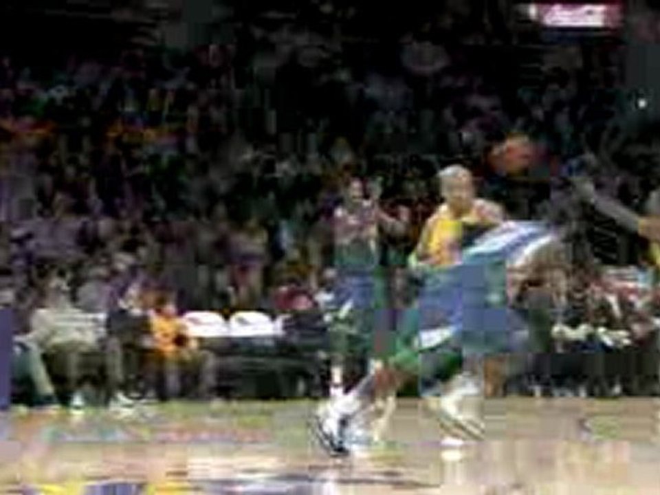 NBA Ron Artest steals the pass and finishes with a nice layu