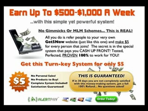 Make money with Get5now! Receive unlimited $5 payments!