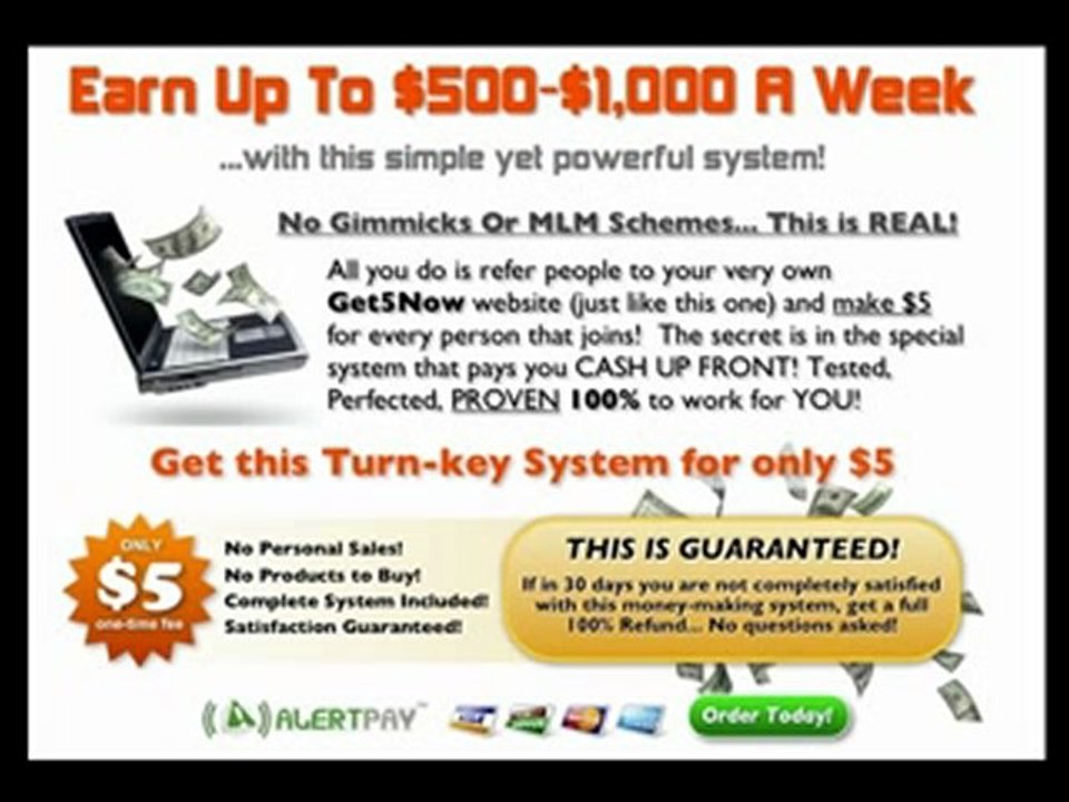 Make money with Get5now! Receive unlimited $5 payments!