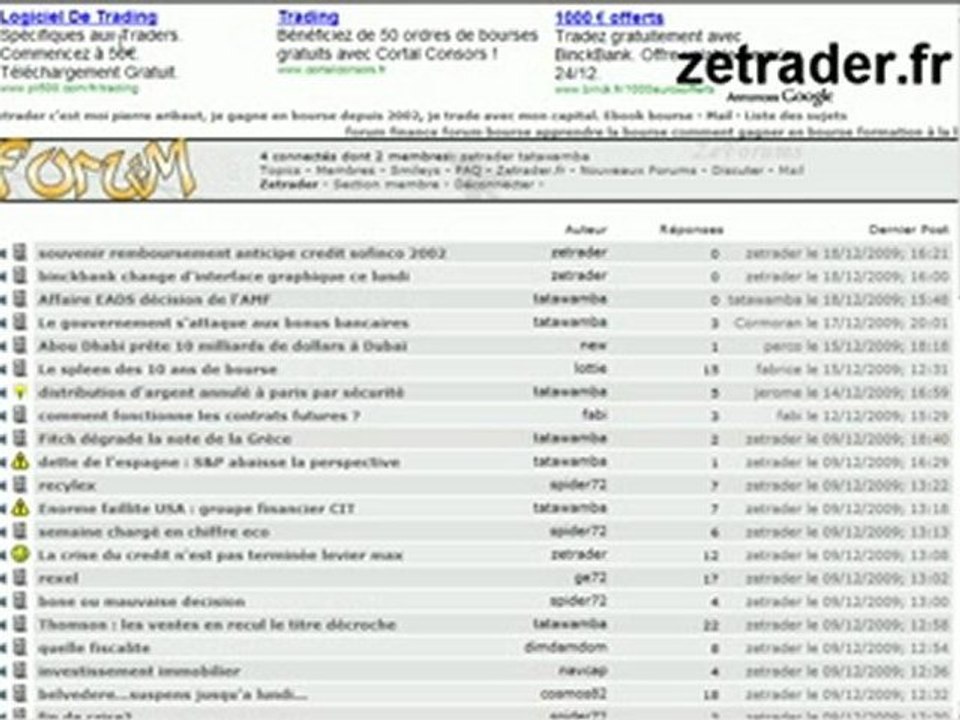 Forum bourse finance trading par Pierre Aribaut - Zetrader