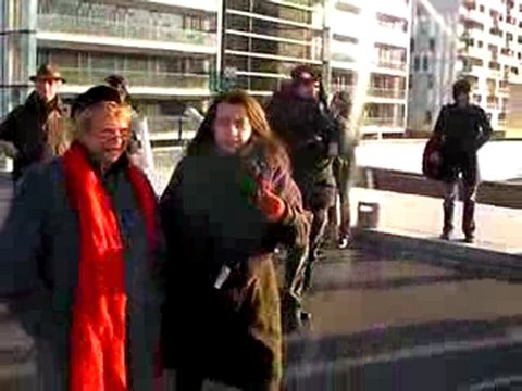 Eva Joly et Cécile Duflot sur le pont de l'Ile Seguin