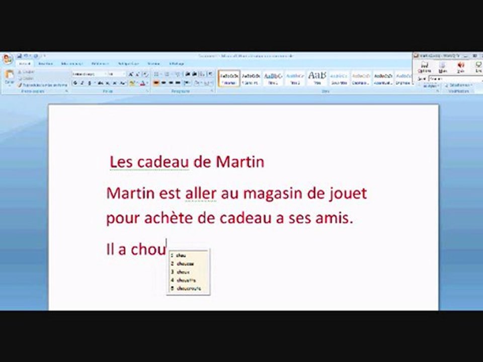 Les cadeaux de Martin word q eleve M