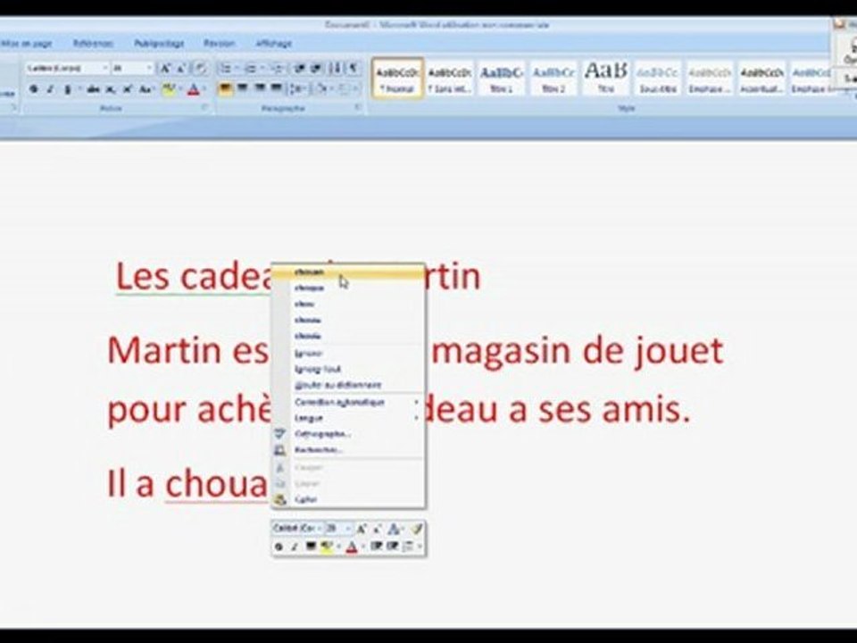 texte Word Q Les cadeaux de Martin eleve M