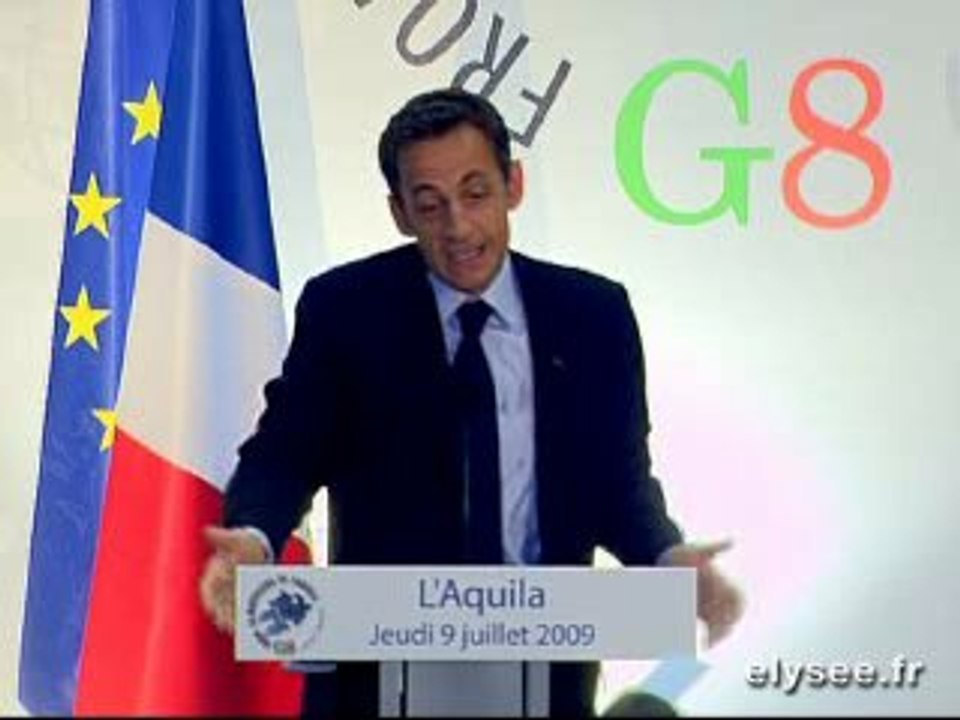 Conférence de presse à l'Aquila le 9 juillet 2009