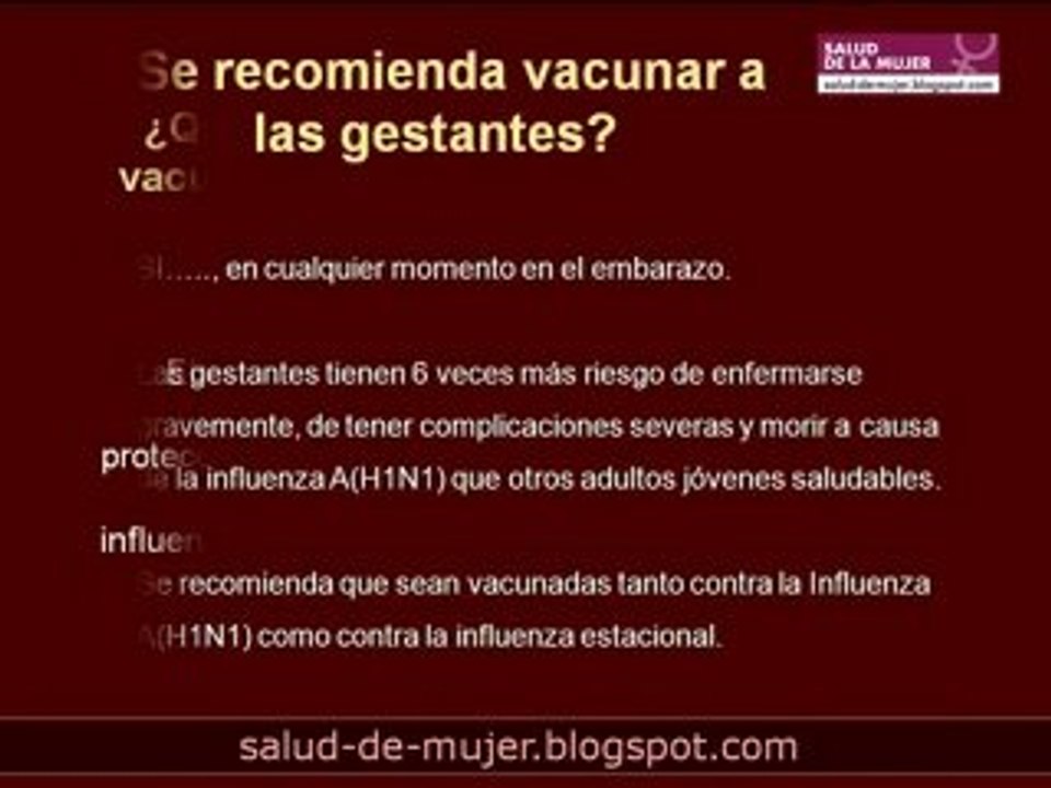 Vacuna contra influenza o gripe AH1N1 en el embarazo.