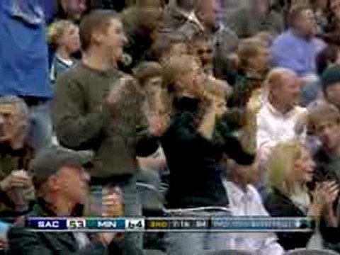 NBA Corey Brewer crushes the rim on this slam dunk.