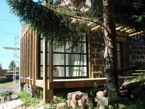 Ossature bois: Extension contemporaine maison de pierre