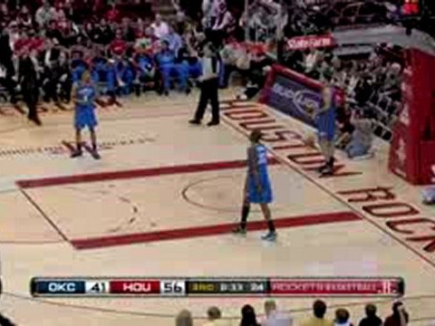NBA Aaron Brooks hits Shane Battier with nice feed on the br