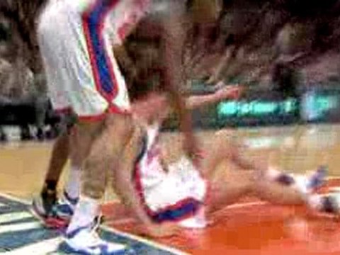 NBA Danilo Gallinari drives and gets the pretty underhand sc