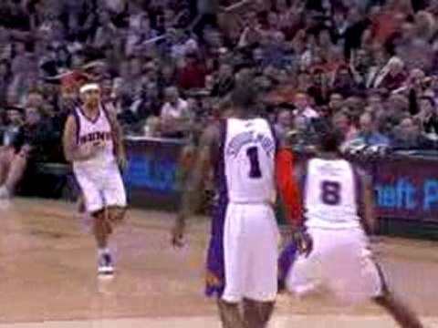 NBA LeBron comes up with the loose ball and throws it down o