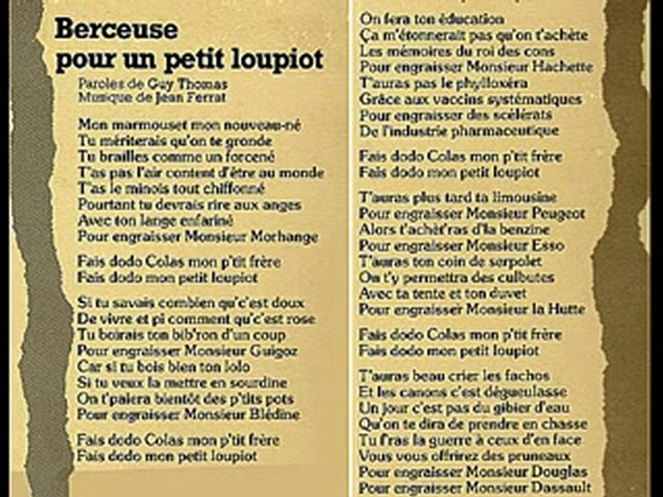 Jean Ferrat - Berceuse pour un petit Loupiot - 1975